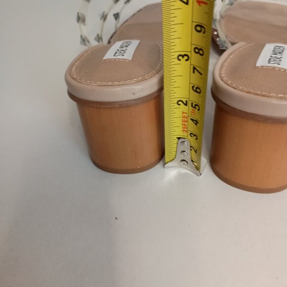 Steve Madden Studded Block Heel Clear Strappy Shoes Women’s Size 8M - Picture 8 of 12